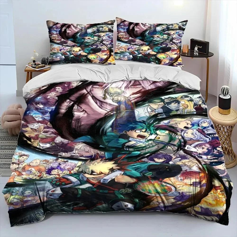 Anime My Hero Academia Izuku Deku Ložní souprava Tištěná s povlakem na polštář Měkký povlak na přikrývku Jednolůžko Dvojlůžko Královská Velikost