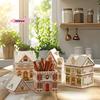 Mini Christmas Gingerbread House Spice Jar Set Holiday Village Festive Kitchen Decor with Countertop Christmas Candle