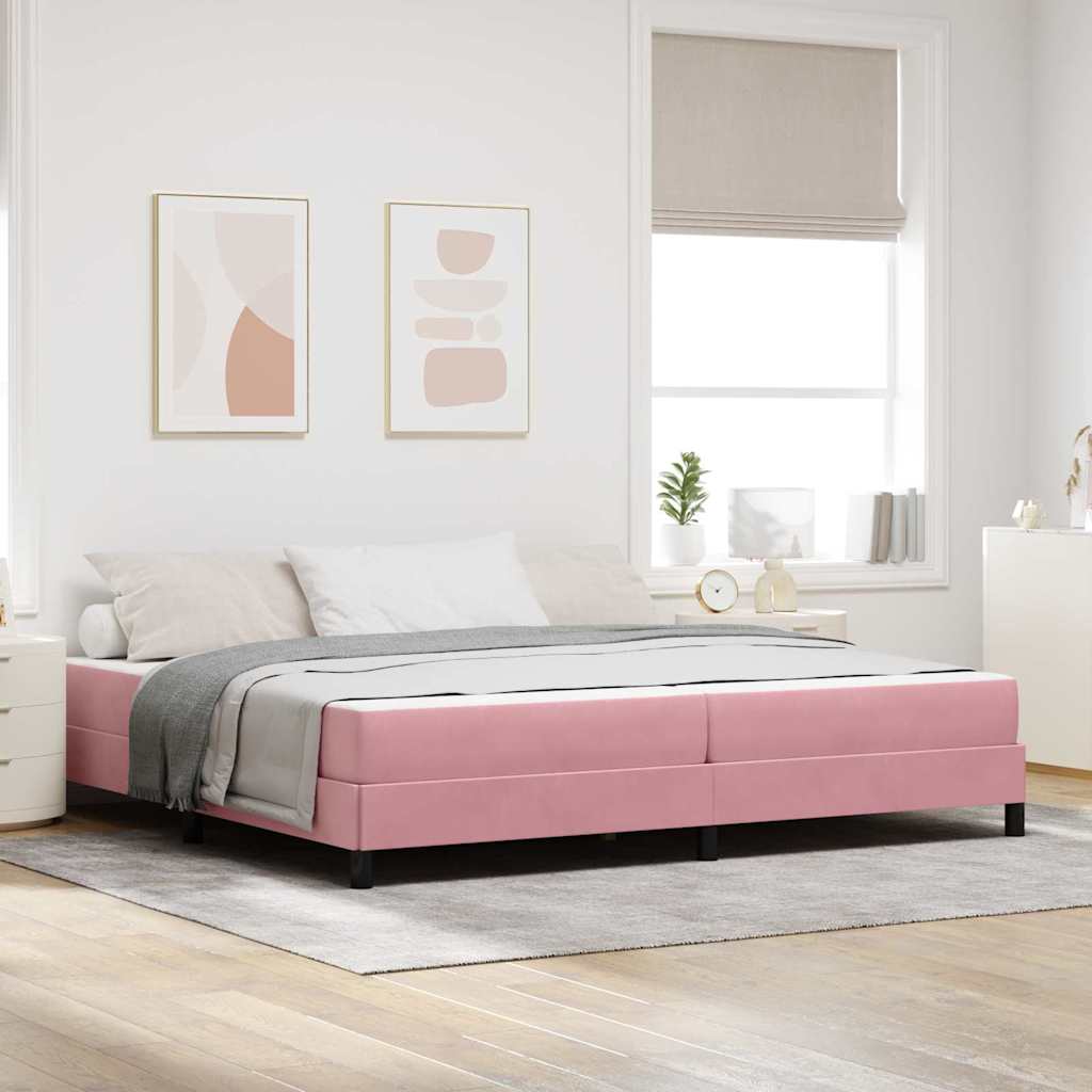 Box Spring Bed with Mattress Pink 200 x 200 cm Fabric