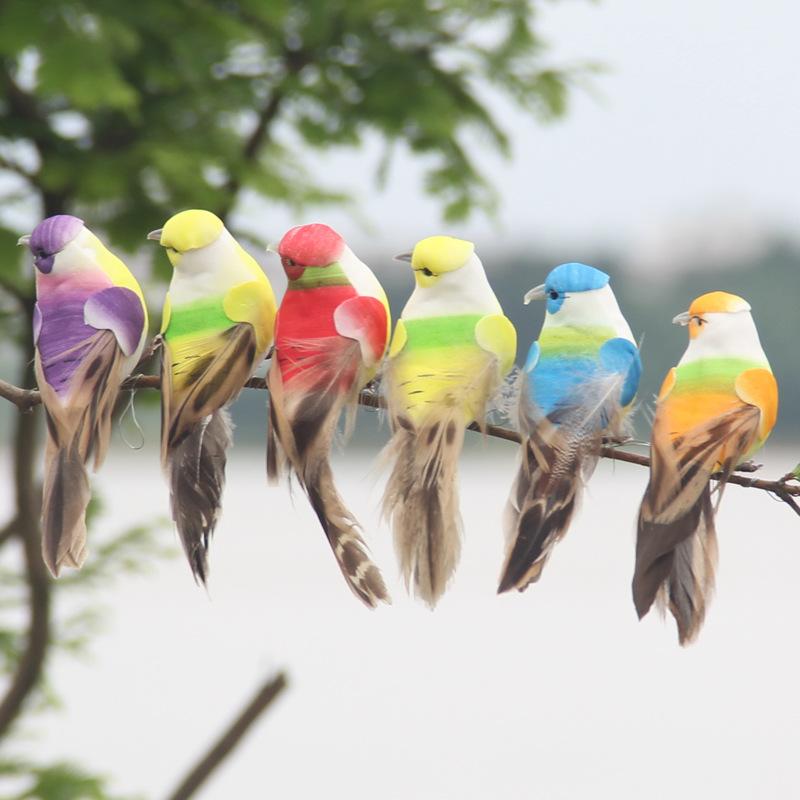 6pcs Foam Feather Artificial Birds Imitation Bird Model Home Outdoors Garden Wedding Decoration Ornament DIY Party