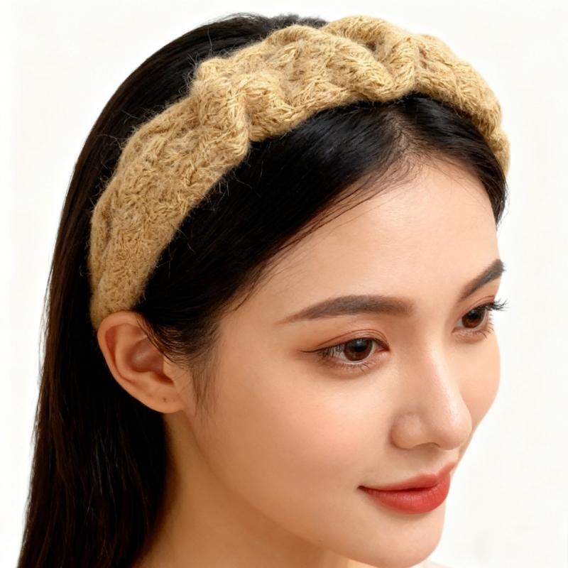 Strukturierte Kunststoff Kopfbedeckung Acryl Gestrickter Haarreif Merkmal Breite Kante Für Herbst Winter Mode Haarstyling