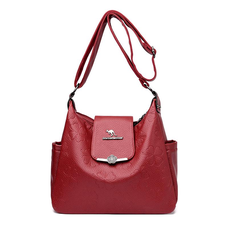 Soft Leather Large Capacity Crossbody Bag Women's Shoulder Bag Middle-aged Mother Bag