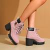 Frühling Herbst Mode Damen Plateau Hoher Absatz Runde Spitze Übergröße Schuhe für Damen 35-42 Stiefelette Rutschfeste Schuhe