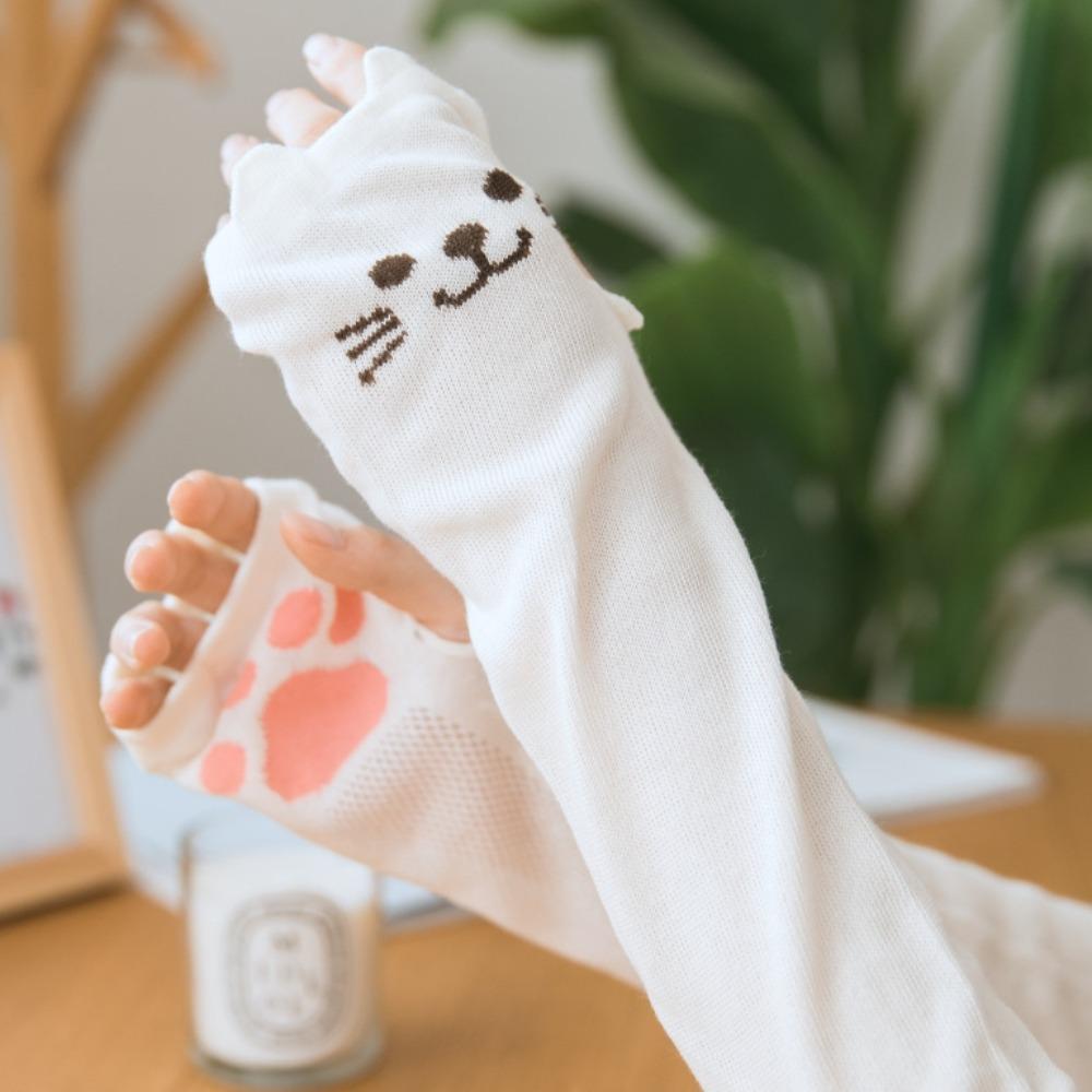 Fingerless Kitty Paw Arm Sleeves UV Protection Cat Oversleeve Cute Cat Claw Arm Cover  JK
