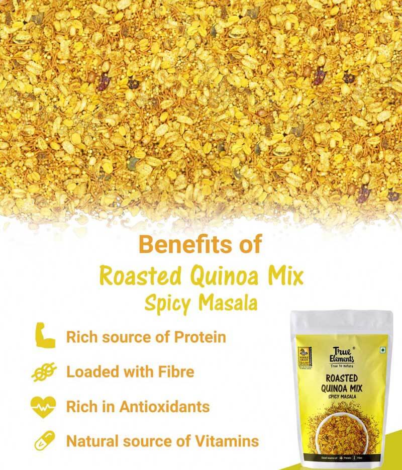 Mixture: Fried Quinoa and Spicy Masala (100 G), Roasted Quinoa Mix Spicy Masala, True Elements