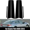 6 szt. Pasuje do Acura TSX 2009-2014 Błyszczący Czarny Materiał PC Efekt Lustra Samochodowe Drzwi Okno Środkowy Centralny Słupek B Słupek C Pokrywa Nakładka