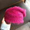 Modische Kaninchenfell-Mützen für Damen Weiche Warme Flauschige Wintermütze für Damen Winddichte Bonnet-Mütze Pile Beanies Mütze