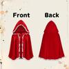Red Velvet White Lace Hooded Velvet Cape Ladies Cape Halloween Christmas Cosplay Party Fancy Cape