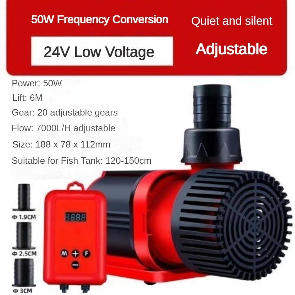 DC 24V 20 Speed Variable Frequency Aquarium Filter Pump Fish Tank Submersible Pump Household Silent Circulation Pump