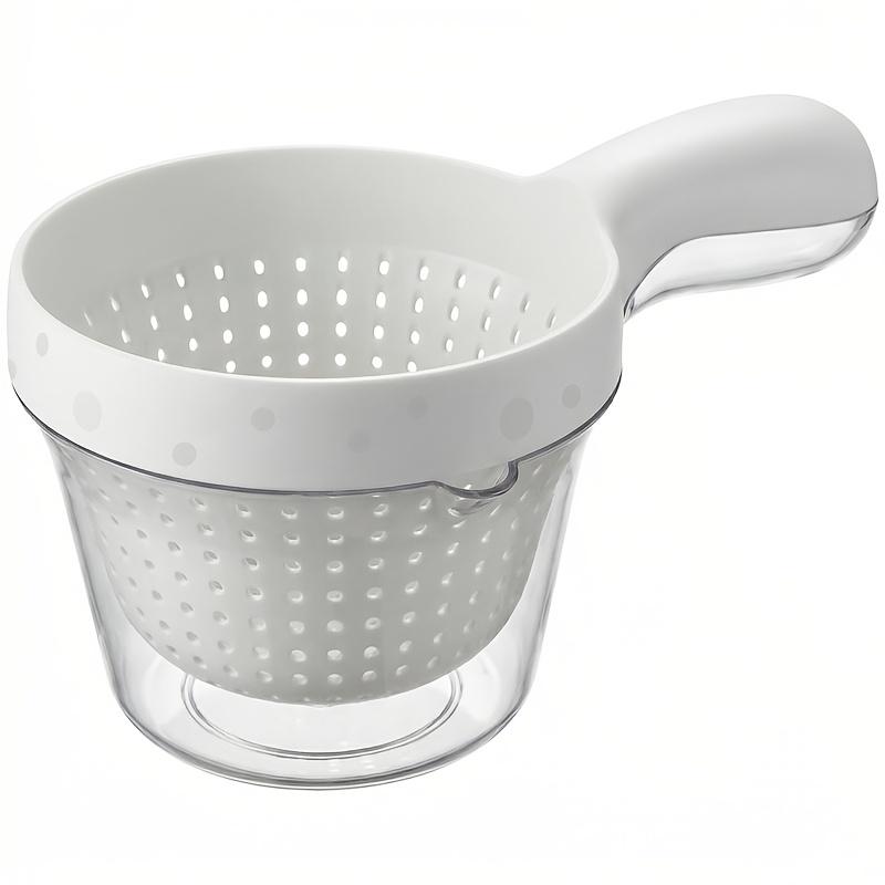 Double-Layer Kitchen Draining Basket Fruit Vegetable Washing Basin Draining Basket Kitchen Drain Colander Bowl with Handle 1pc Draining Basket белый
