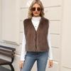Women's Striped Faux Fur Vest Sleeveless Open-Front Warm Waistcoat