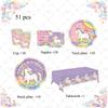 Girl Unicorn Birthday Party Decoration Disposable Tableware Paper Plate Cup Tablecloth Unicorn Theme Birthday Party Decor Suppl