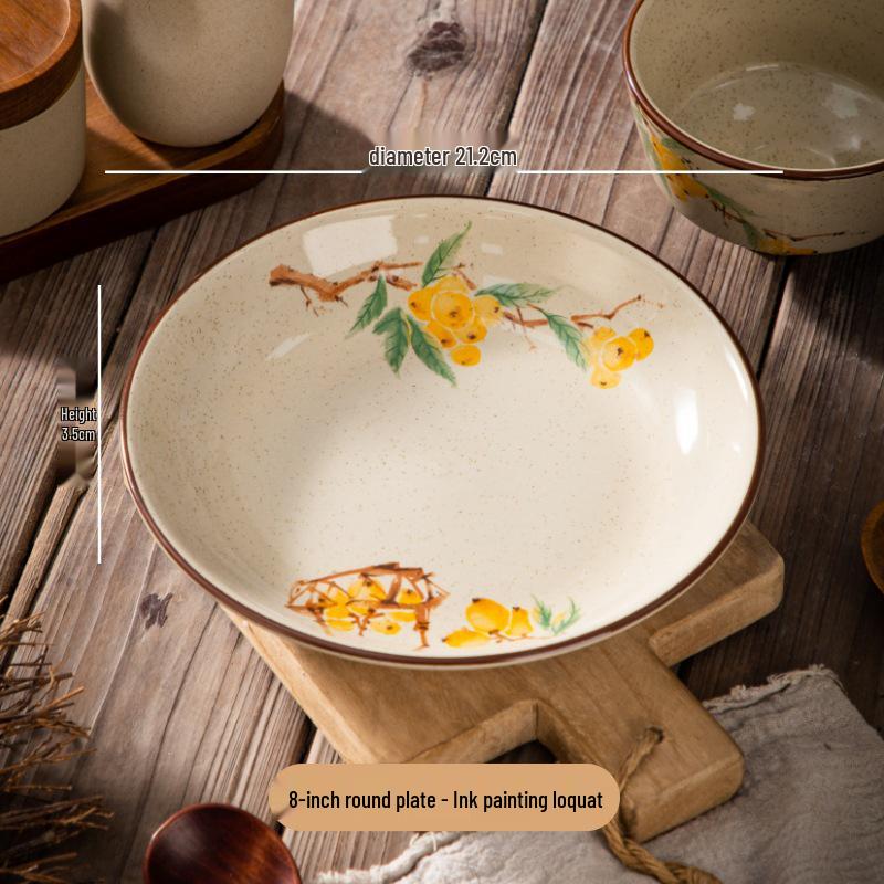 Vintage Ink Wash Ceramic Dòulì Noodle Bowl - High-Footed Underglaze Tableware for a High-End, Unique Feel.
