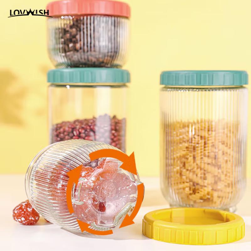 Lovewish Cat Paw Vertical Stripe Glass Storage Jar 5-Piece Set