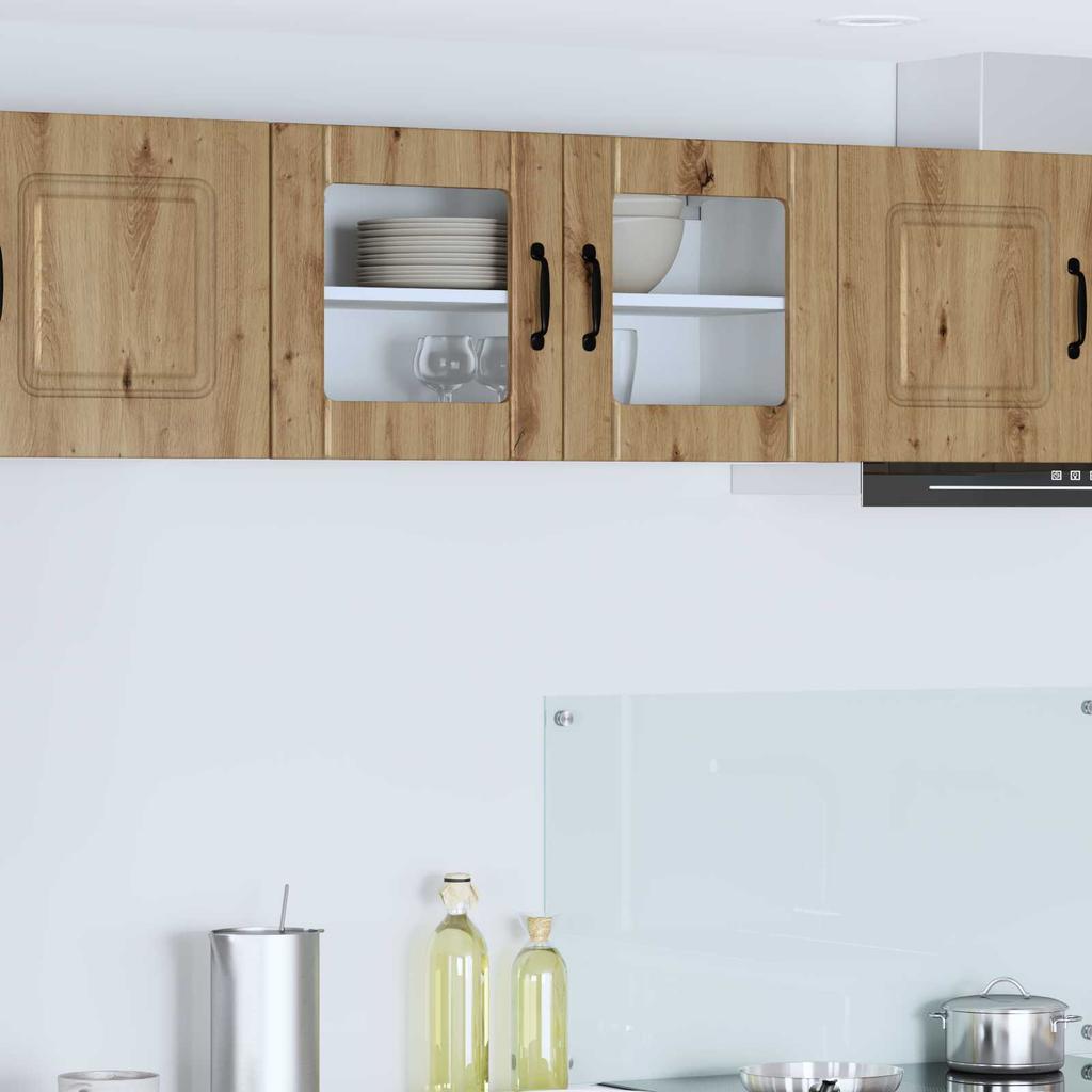 Wall Mounted Glass Cabinet LUCCA Artisan Oak 80 X 31 X 40 Cm
