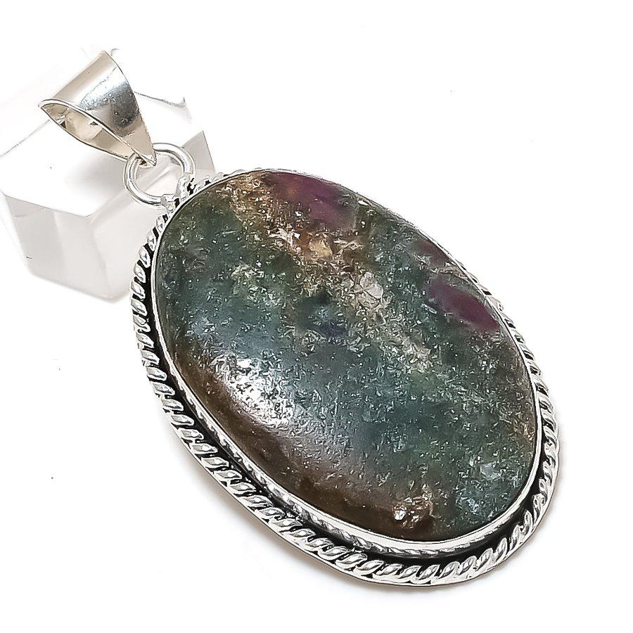 

Natural Ruby Fuchsite Gemstone 925 Sterling Silver Jewelry Pendant 2.44 s1l10
