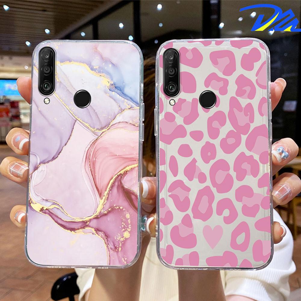 Phone Case For Huawei P30 P20 Lite Y6 Y7 P Smart 2019 Mate20 Lite Colorful Leopard Transparent Clear Marble Print Dinosaur Cover