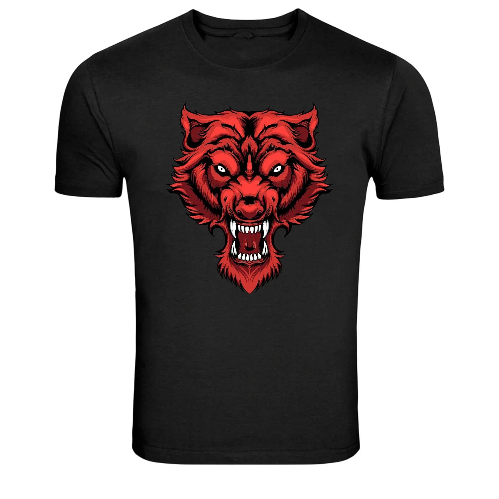 Angry Red Wolf Head Predator Graphic T-Shirt XXXL