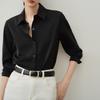 Women's Acetate Satin Long Sleeve Shirt - 2025 Spring & Autumn Petite Collection, French-Inspired High-End Design