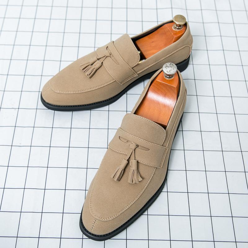 Fashion New Male blue Pointed Suede Leather Tassel Dress Shoes For Men's  Designer Wedding Party Loafers Sapatos Tenis Masculino