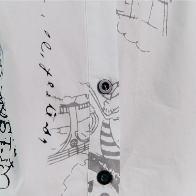 MAXZA Croquis Print Volume Sleeve Shirt Blouse Zc06qb021on