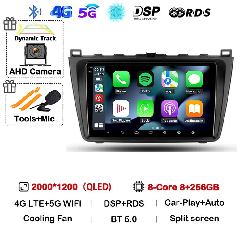 Car Radio Android14 Carplay Auto For Mazda 6 GH 2007 2008 2009 2010 2011 2012 Multimedia GPS Video Player Stereo 2din Head Unit