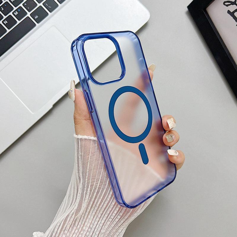 Applicable To IPhone16 Color-transparent Magnetic Phone Case MagSafe Apple 13/14 Acrylic 15 Anti-fall Case