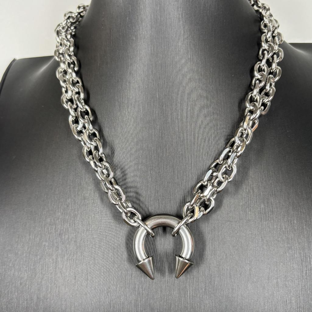 Collana Grande Acciaio Inossidabile Borchiata Party Punk Emo Unisex Collana Eccessiva Choker Gotico Y2K Gioielli Accessori