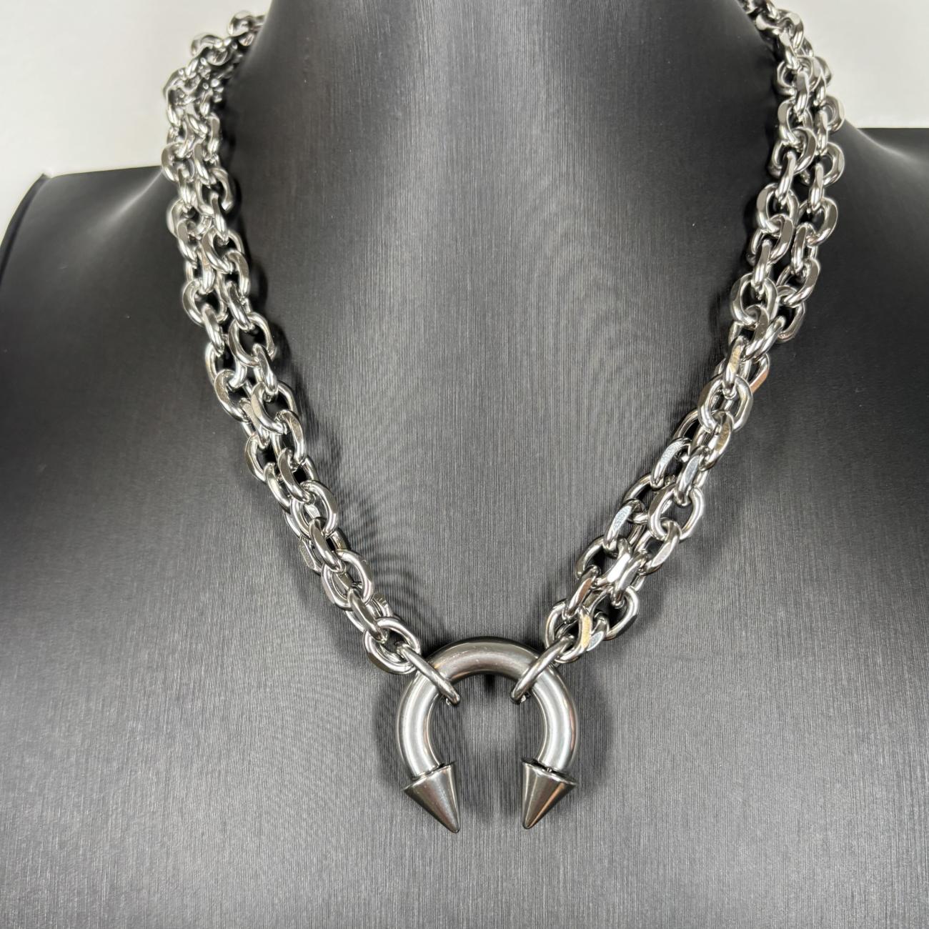 

Big Piercing Spiked Stainless Steel Necklace Party Punk Emo Unisex Exaggeration Necklace Choker Gothic Y2K jewelry Accessories