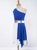 Vestido de Dança de Louvor para Meninas Sem Mangas Um Ombro Túnica Assimétrica Cor de Contraste Roupa de Apresentação