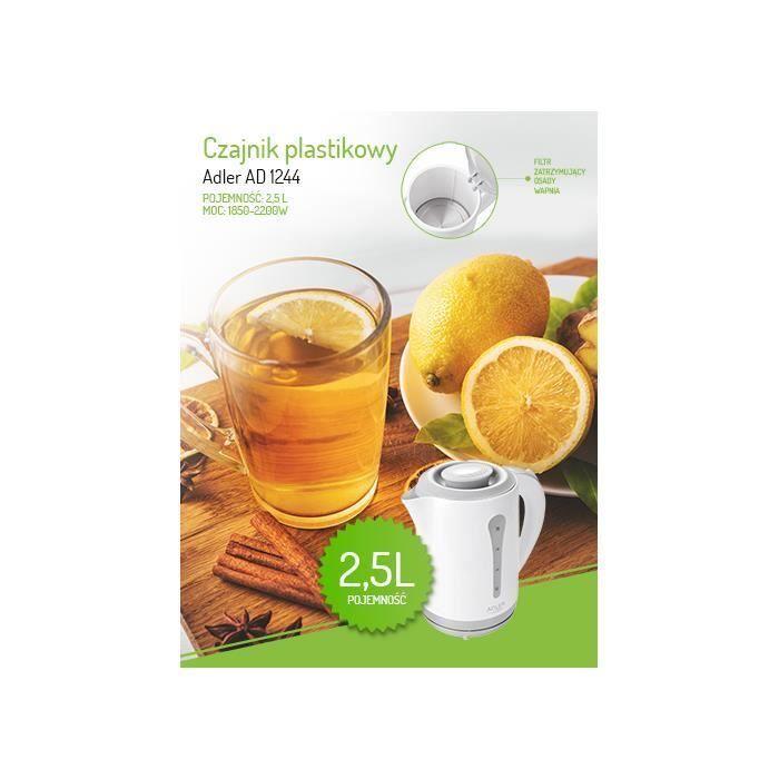 Bouilloire Électrique - ADLER - AD1244 - 2,5L - 2200W - Indicateur Lumineux