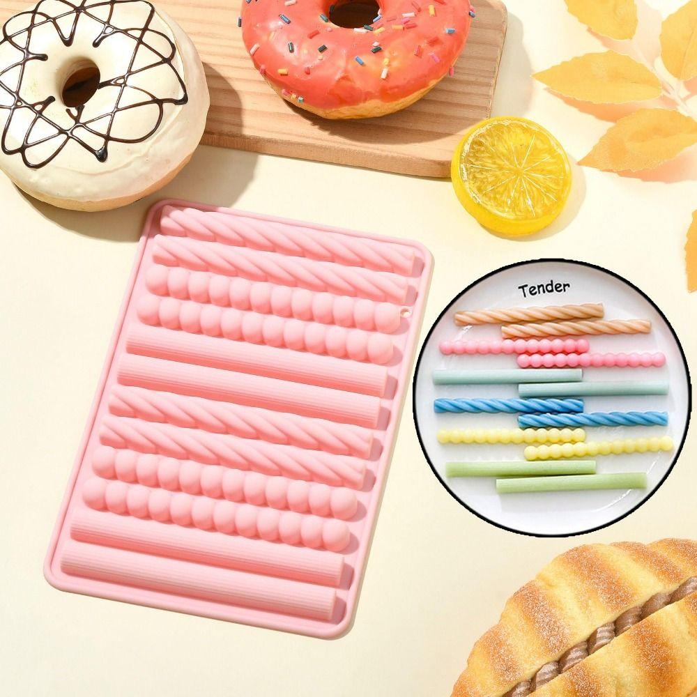 Yüksek Kaliteli 12 Gözlü Çikolata Kalıpları Şerit Silikon Kendin Yap Simit Çubuğu Kalıbı Yapışmaz Fondan Kalıbı Temalı Parti Aksesuarları