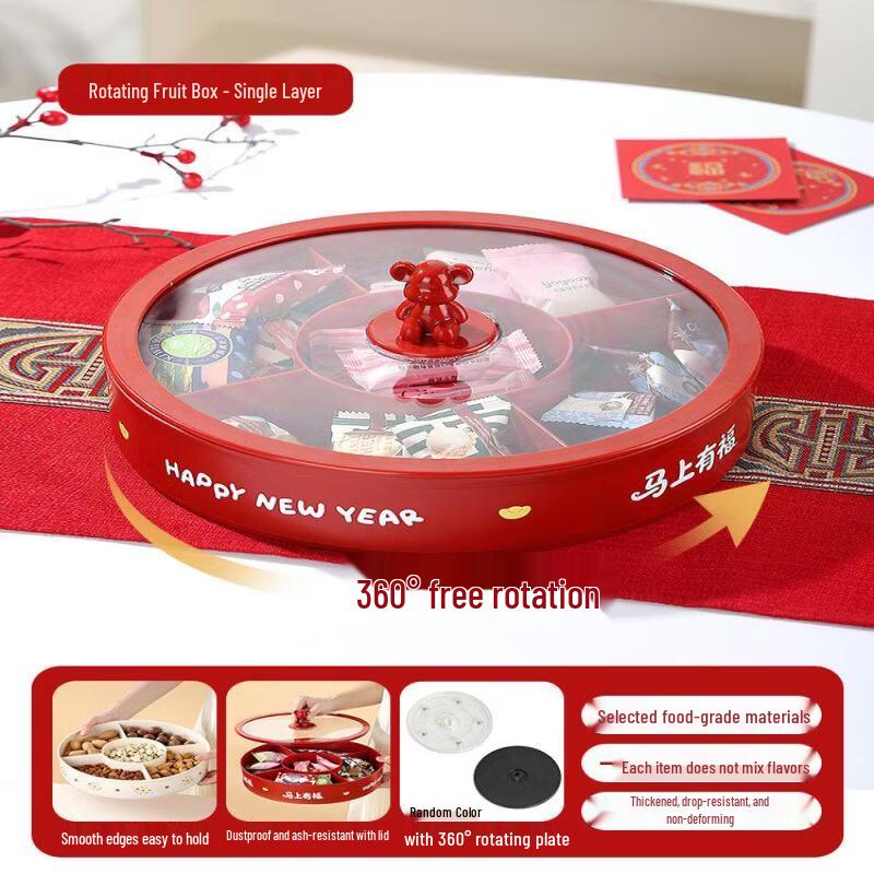 Auspicious Rotatable Metal Snack Tray
