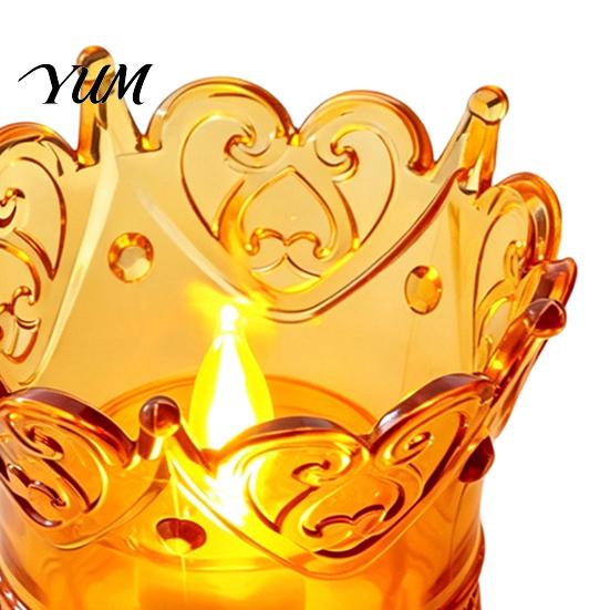 Transparent Plastic Box Crown LED Tea Light, Flameless Faux Crystal Candle Night Vintage Home Decor Romantic Wedding Party Decor, Creative Gift