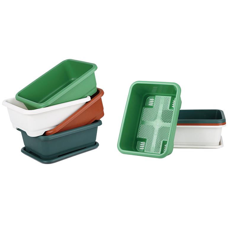 Vegetable Planter Shatterproof Impact Resistance Drain Hole Design Rectangular Flower Pot Windowsill Planter Box Garden Supplies