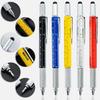 7in1 Multifunctional Tool Pen, Touch Screen Stylus Capacitive Pen with Screwdriver Ruler Level Gauge, Refillable Ballpoint Pencil for Office Repair