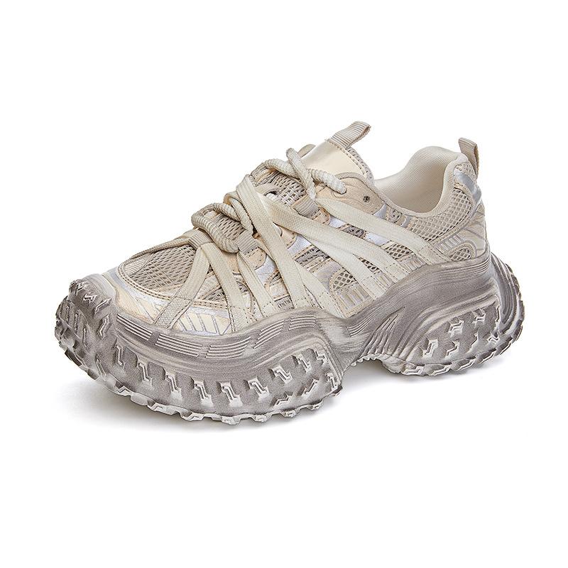 Foam sole dad shoes women's 2025 spring new retro dirty shoes thick sole heightening sports shoes versatile casual shoes