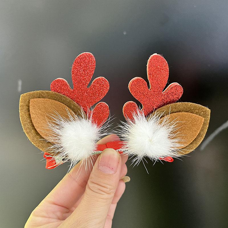 Festive Reindeer Antler Hair Clips – 3D Christmas Headwear for Women & Kids
