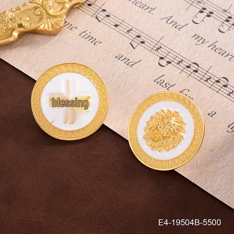 Vintage White Round Drop Earrings - French Retro Style Women's Light Luxury