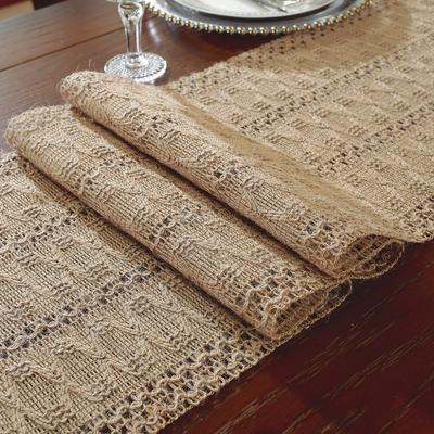 American Style Cotton and Linen Table Runner Rustic Rectangular Festival Dining Table Cover Solid Color with Tassel Tablecloth