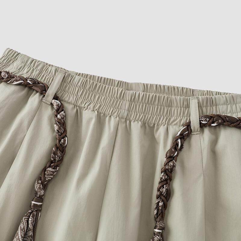 Semir Women's Summer Loose Belted Wide-Leg Curved Casual Pants