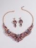 European & American Bridal Crystal Flower Necklace and Earrings Jewelry Set