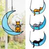 Cat Gift for Home Acrylic Hanging Pendant with Chain, Animal Ornament Window Decorative Wall Decor, Cute Lover Room Decoration Decor