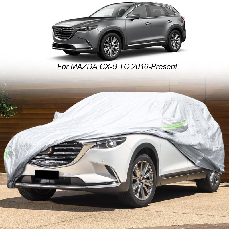 Volle Auto Abdeckung Regen Frost Schnee Staub Wasserdicht Für MAZDA CX-3 DK CX-30 DM CX-5 KF CX-50 VA CX-60 KH CX-8 KF CX-9 TC MX-30 DR