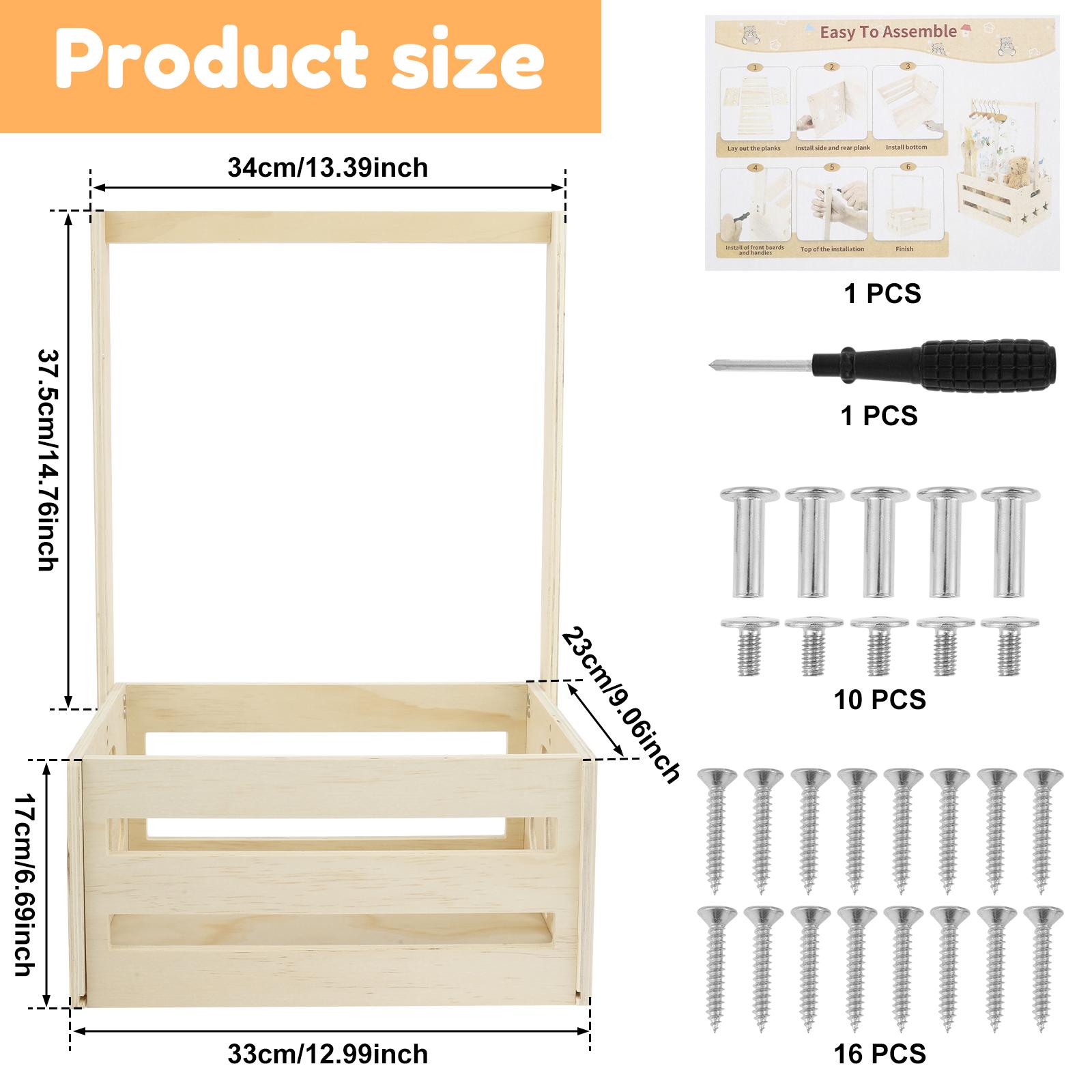 Wood Baby Storage Crate Hamper with Handle Practical Baby Basket Closet Multipurpose Baby Crate Basket Baby Shower Crate Closet