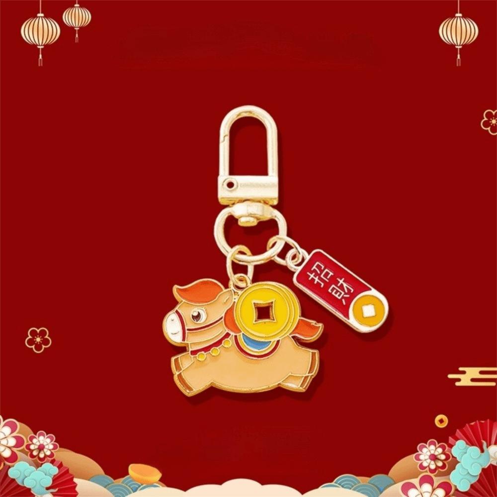 Wealth and Good Luck Pony Zinc Zinc Alloy Keychain Cartoon Year Horse Lucky Mascot  Backpack Decoration
