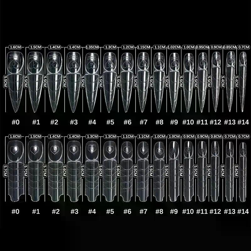 150pcs/box Long Almond Clear Plastic Nails Full Cover Stiletto Pointy False Tips Artificial Acrylic Nail Tips For Nail Salon