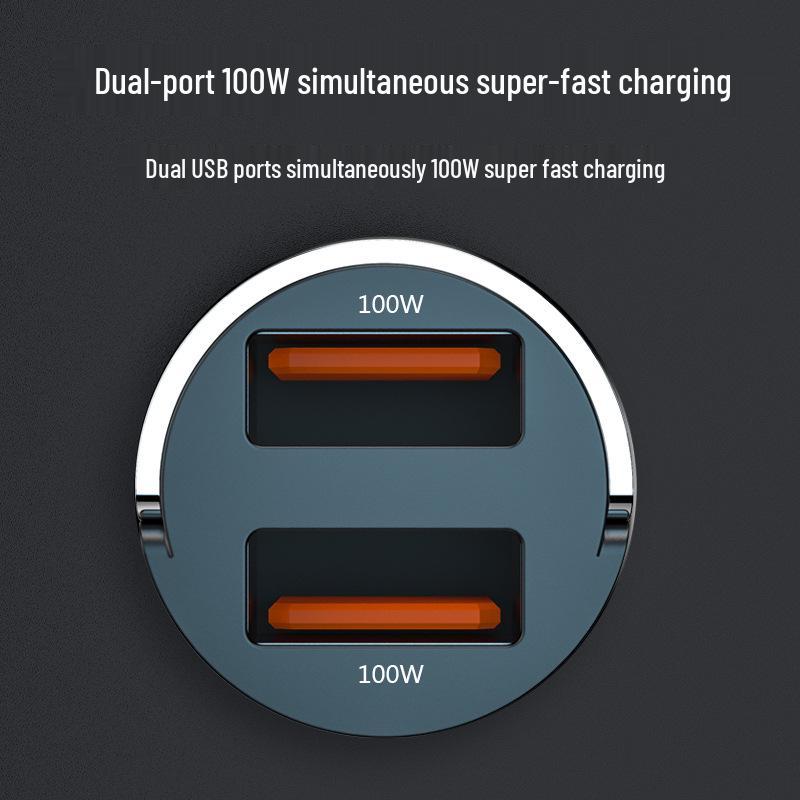 Compact Dual USB Car Charger with Pull-Ring Design - 200W Fast Charging & Multifunctional Cigarette Lighter