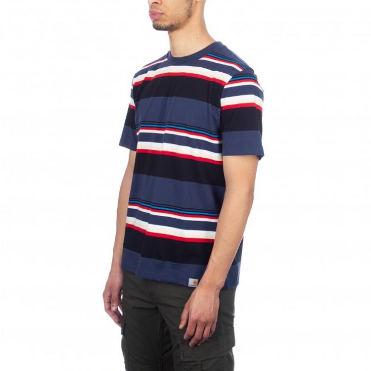Carhartt WIP Sunder Striped Short Sleeve T-Shirt Men Tops Blue I027743-01-1A