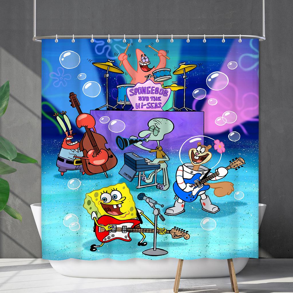 Badezimmervorhang Wasserdichter Duschvorhang Digitaldruck Animation Freies Stanzen Toilettentrennvorhang Duschstoff